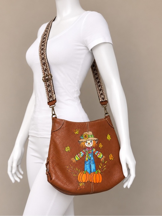 Dooney & Bourke Handbags - Dooney & Burke - Hand Painted - Scarecrow - Fall - Crossbody Bag - One of a kind